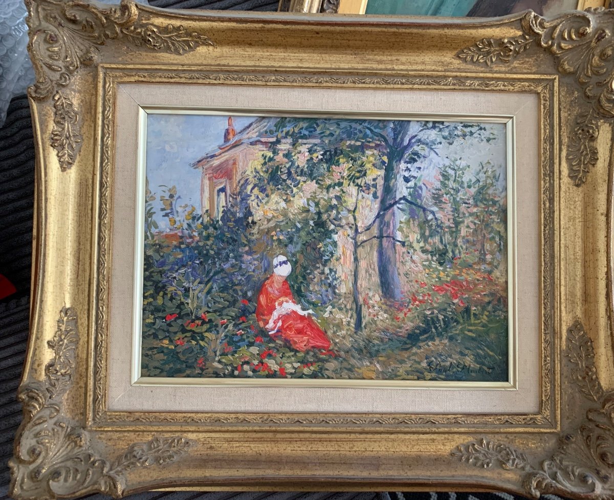 Huile Sur Panneau De  Paul Flaubert Peintre Impressionniste -photo-2